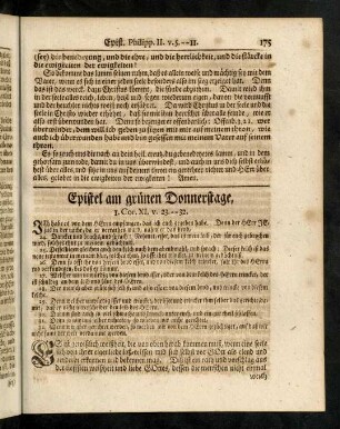175-185, Epistel am gruenen Donnerstage