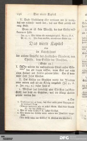 Das vierte Kapitel oder im Katechismus der andere Artickel des christlichen Glaubens, von Christo, dem Erlöser der Menschen.