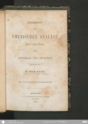 Anleitung zur chemischen Analyse : nebst Beispielen für Anfänger und Geübtere