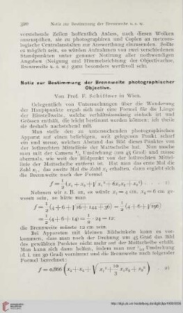 14: Notiz zur Bestimmung der Brennweite photographischer Objective