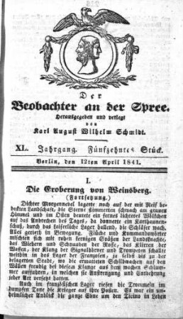 15. Stueck, 12. April 1841
