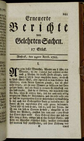 17 Stück. Rostock, den 24ten April. 1766