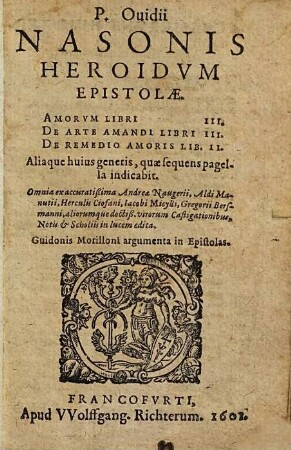 P. Ovidii Nasonis Heroidum Epistolae