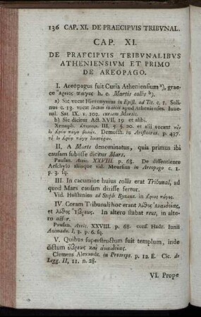 Cap. XI. De Praecipius Tribunalibus Atheniensium Et Primo De Aeropago – Cap. XII. De Iudicio Ephetarum