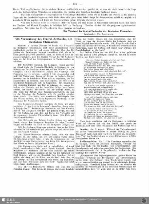 VII. Verbandstag des Central-Verbandes der Deutschen Uhrmacher