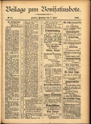 Zweite Ausgabe vom Sonntag, den 09. April 1899.