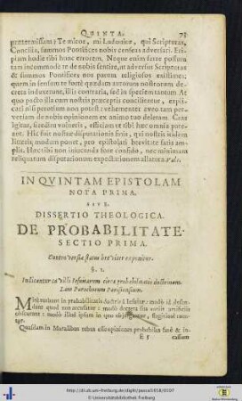 In quintam epistolam nota.