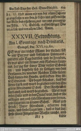 XXXVII. Betrachtung. Am I. Sonntage nach Trinitatis. Evangel. Luc. XVI, 19. fin.