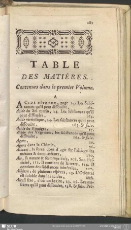 Table Des Matiéres. Contenues dans le premier Volume