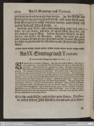 Am IX. Sonntage nach Trinitatis