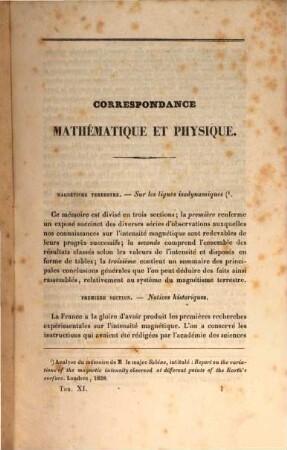 Correspondance mathématique et physique. 11. 1839 = Ser. 3, T. 3