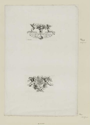 Vignette mit drei Putten und Monogramm
