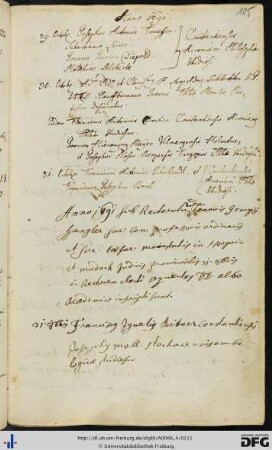 [fol. 105] Rektorat Johann Georg Spengler 1691/92