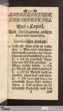 Das I. Capitel. Von Verläugnung unserer Eigen-Liebe insonderheit.