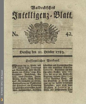 No. 42, Dienstag den 21. October 1783