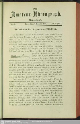 Aufnahmen bei Magnesium-Blitzlicht