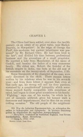 Lord Clive by Th. B. Macaulay : Zum Schul- und Privatgebrauch herausgegeben von J. Bauer und Th. Link. Mit Wörterverzeichnis u. Karte