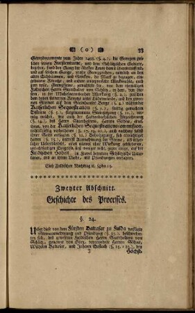 Zweyter Abschnitt. Geschichte des Processes