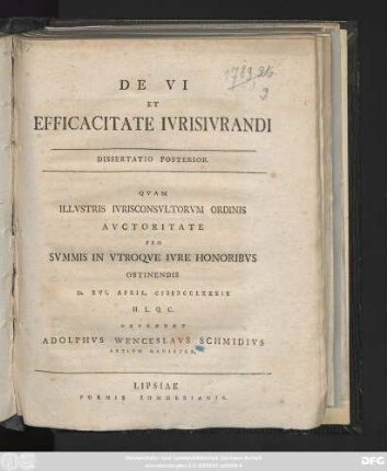 Dissertatio 2: De Vi Et Efficacitate Ivrisivrandi