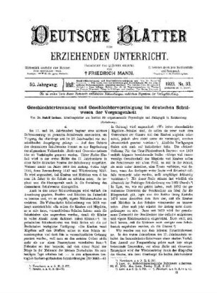 Geschlechtertrennung und Geschlechtervereinigung im deutschen Schulwesen der Vergangenheit