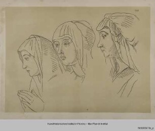 Drei Frauenköpfe (nach Sebastiansmarter von Giovanni Santo in der Galleria Nazionale in Urbino)