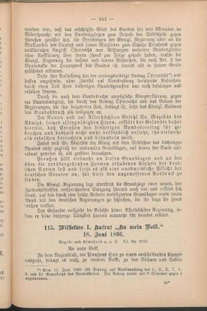 115. Wilhelms I. Aufruf "An mein Volk." 18. Juni 1866.