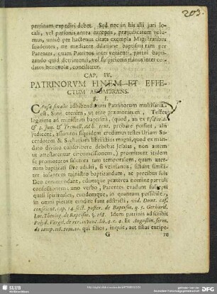 Cap. IV. Patrinorum Finem Et Effectum Adumbrans