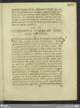 Cap. IV. Patrinorum Finem Et Effectum Adumbrans