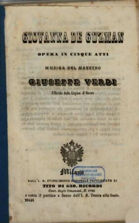 Giovanna de Guzman : opera in cinque atti