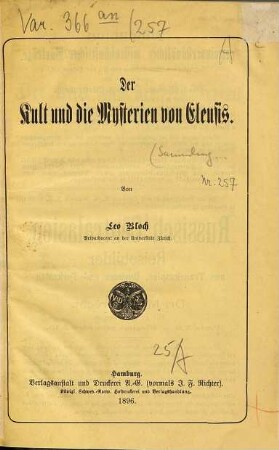 Der Kult und die Mysterien von Eleusis