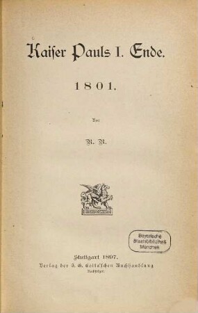 Kaiser Pauls I. Ende : 1801