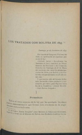 Los tratados con Bolivia de 1895