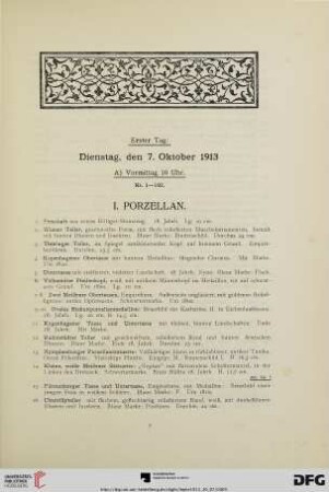 I. Porzellan (Nr. 1-87)