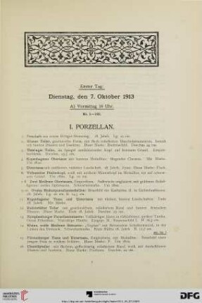 I. Porzellan (Nr. 1-87)