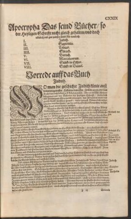 Apocrypha Das seind Bücher/ so der Heyligen Schrifft nicht gleich gehalten/ und doch nützlich und gut zulesen seind ...