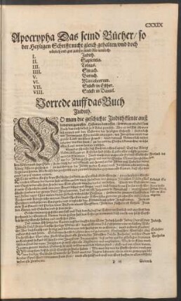 Apocrypha Das seind Bücher/ so der Heyligen Schrifft nicht gleich gehalten/ und doch nützlich und gut zulesen seind ...