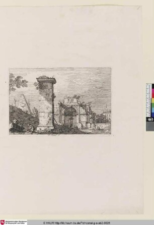 Landscape with ruined monuments or with classical ruins or The single pillar [Landschaft mit ruinösen Denkmälern oder mit klassischen/antiken Ruinen oder Der einzelne Pfeiler]