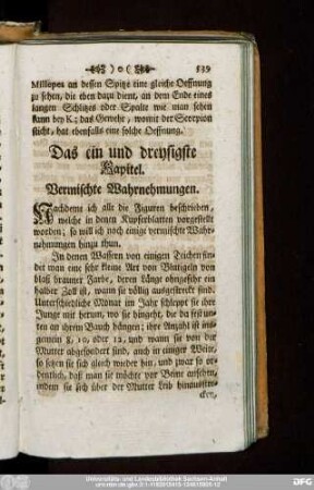 Das ein und dreysigste Kapitel. Vermischte Wahrnehmungen.