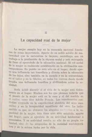 II - La capacidad real de la mujer