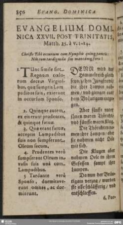 Evangelium Dominica XXVII. Post Trinitatis, Matth. 25. à v. 1-14