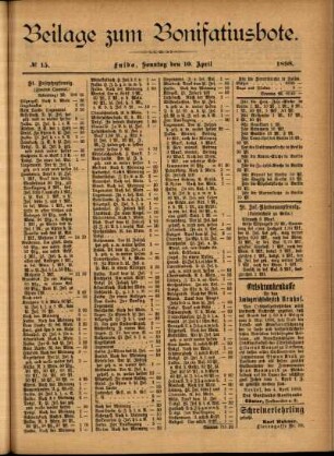 Zweite Ausgabe vom Sonntag, den 10. April 1898.