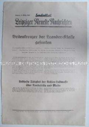 Sonderblatt der "Leipziger Neuesten Nachrichten" zum Kriegsverlauf an der Ostfront und in Nordafrika