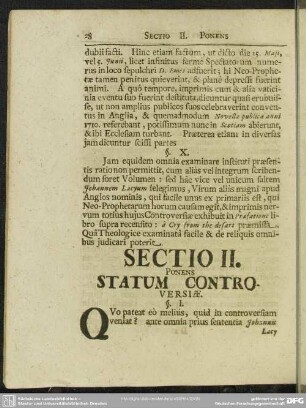Sectio II. Ponens Statum Controversiae