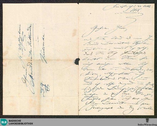 Brief von Clara Schumann an Wilhelm Kalliwoda vom 24.10.1856 - K 3172, 12
