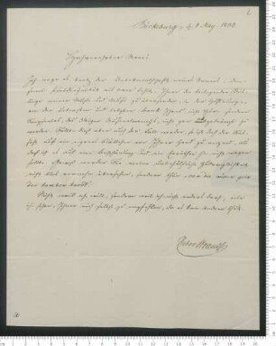 Brief von Victor von Strauß und Torney an Adelbert von Chamisso