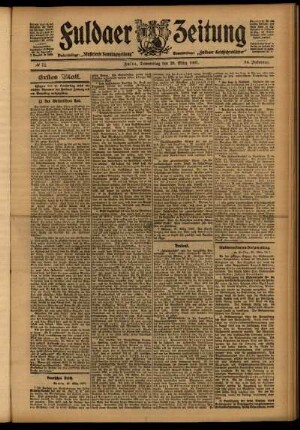 Erste Ausgabe vom Donnerstag, den 28. März 1907.