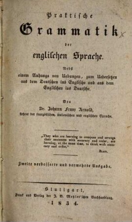 Praktische Grammatik der englischen Sprache