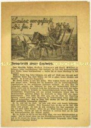 Aufruf der Deutschnationalen Volkspartei an Landwirte zur Reichstagswahl am 6. November 1932