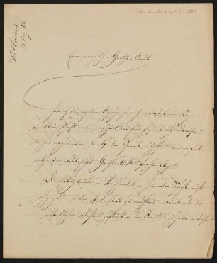 Brief von Aloys Clemens an das Comité für Errichtung des Goetheschen Denkmals vom 15.07.1841