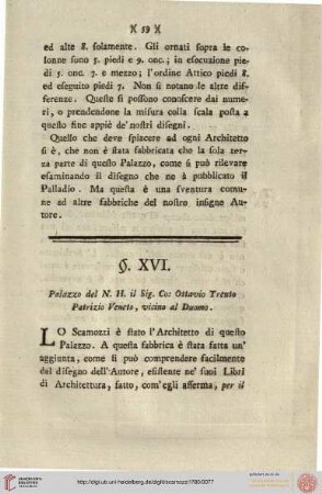XVI. Palazzo del N.H. [...] Ottavio Trento